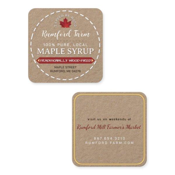White Text on “Kraft" Maple Syrup Dashed Border Square