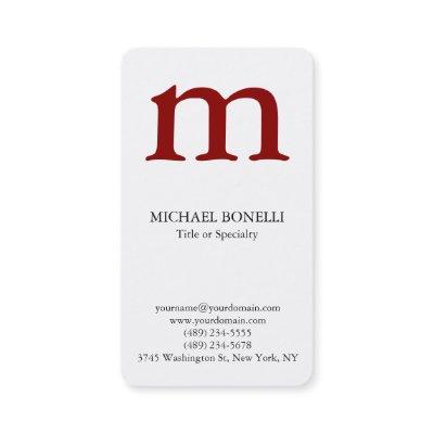 White trendy modern dark red monogram