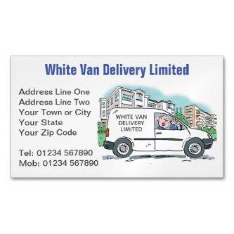 White Van Man with Name on Company Van  Magnet