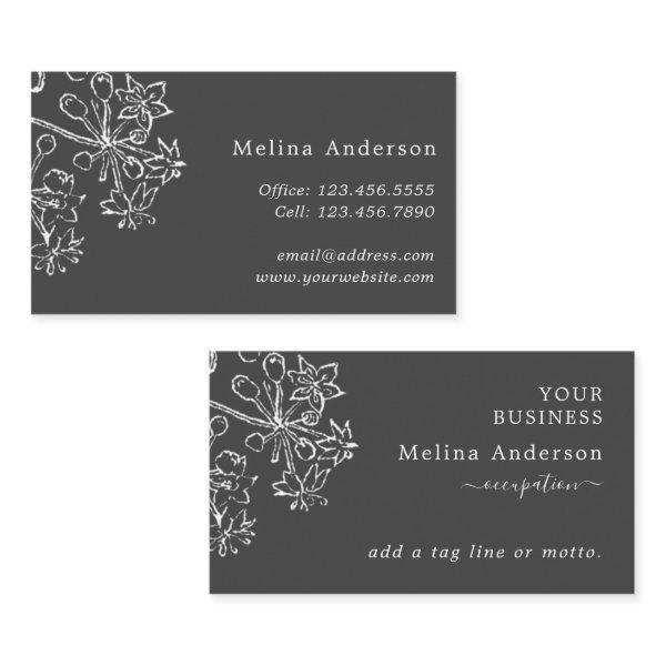 White Vintage Botanical Dark Gray