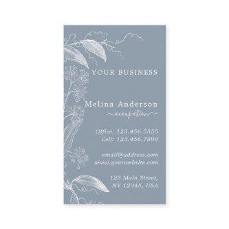 White Vintage Botanical Dusty Blue