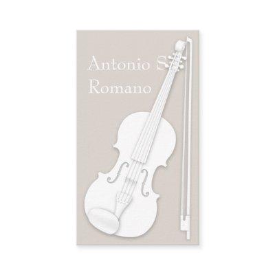 White Violin & Bow Simply Elegant String Player