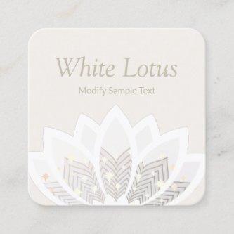 White Whimsical Lotus Flower Square
