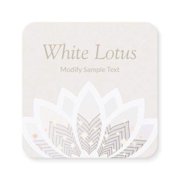 White Whimsical Lotus Flower Square