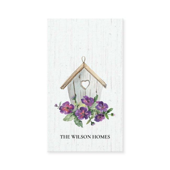 WHITE WOODEN FLORAL BIRDHOUSE REAL ESTATE REALTOR