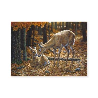 Whitetail Deer Doe and Fawn Autumn
