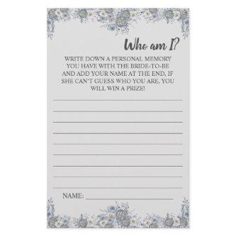 Who am I? Grey Floral Bridal Shower Game Card Flyer