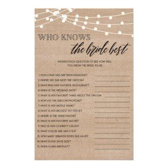Who knows the bride best bridal shower game flyer