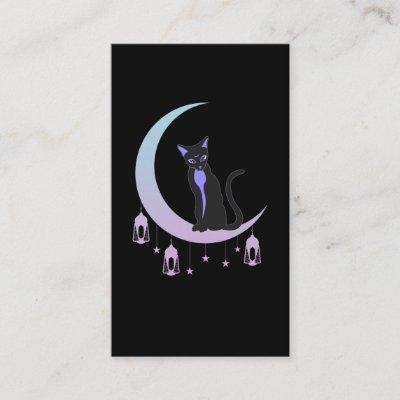Wicca Crescent Moon Mystical Cat Pastel Goth