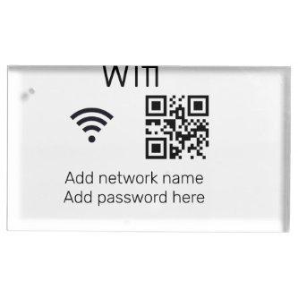 Wifi password sign add Q R code here details here  Place Card Holder