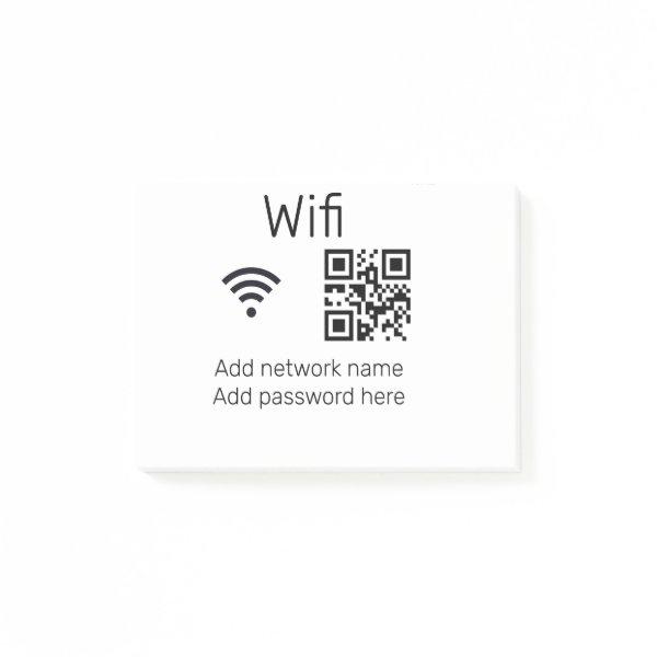 Wifi password sign add Q R code here details here  Post-it Notes