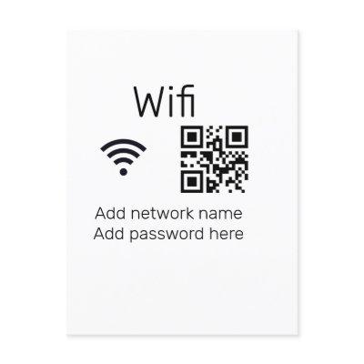 Wifi password sign add Q R code here details here  Postcard