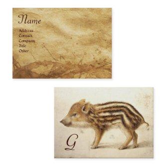 WILD BOAR PIGLET Animal Drawing Parchment Monogram