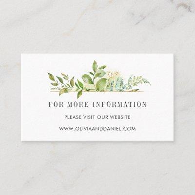 Wild Floral Green Foliage Watercolor Wedding Info