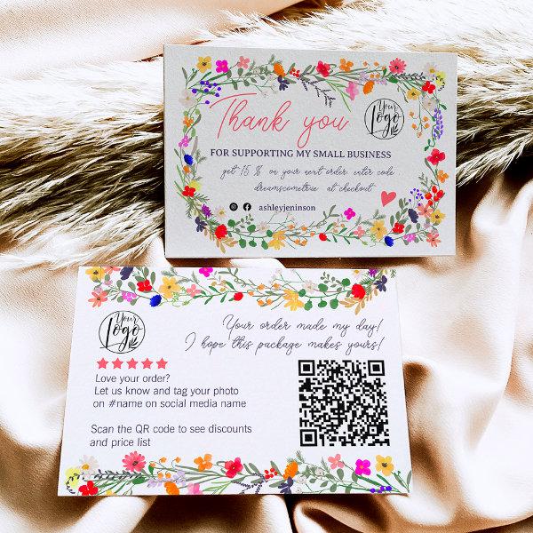 Wild flowers script order logo thank you qr