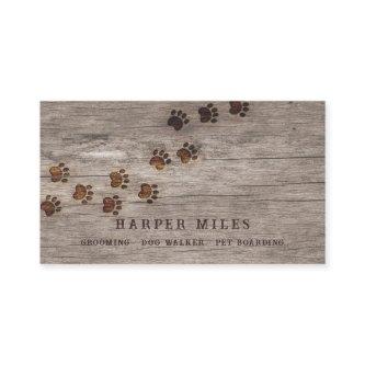 Wilderness rustic paw tracks on wood