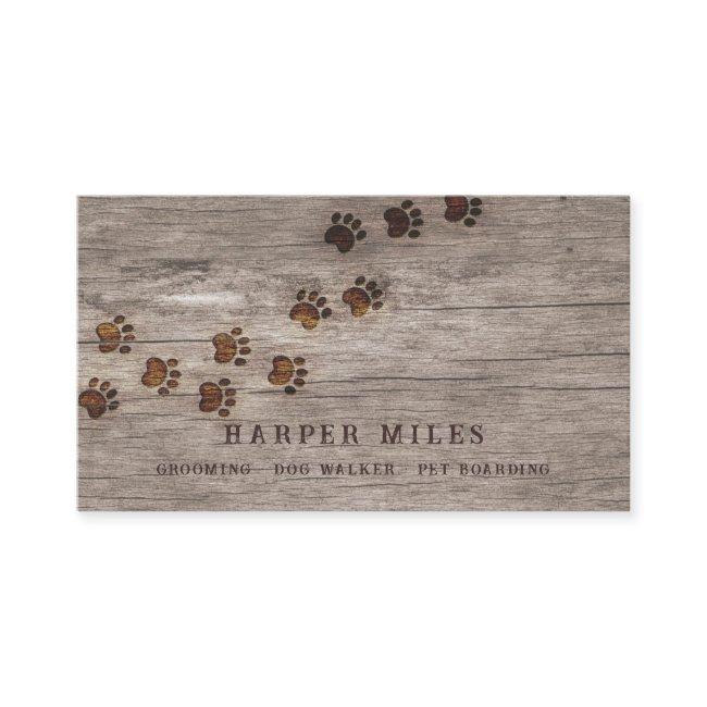 Wilderness rustic paw tracks on wood
