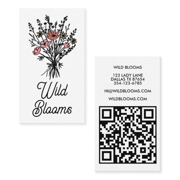 Wildflower Bouquet Rustic Minimal Floral QR code