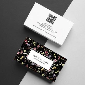 Wildflower QR Code Spring Floral Black