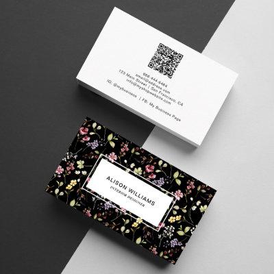 Wildflower QR Code Spring Floral Black