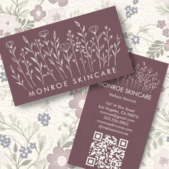 Wildflowers Elegant Line Art Chic Custom QR Code