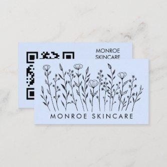 Wildflowers Elegant Line Art QR Code Social Icons