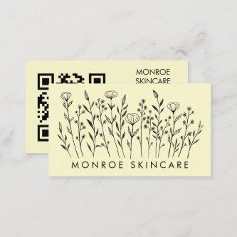 Wildflowers Elegant Line Art QR Code Social Icons