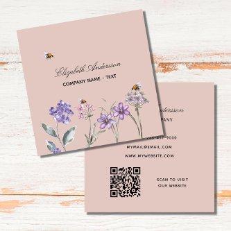 Wildflowers purple dusty earth QR code Square