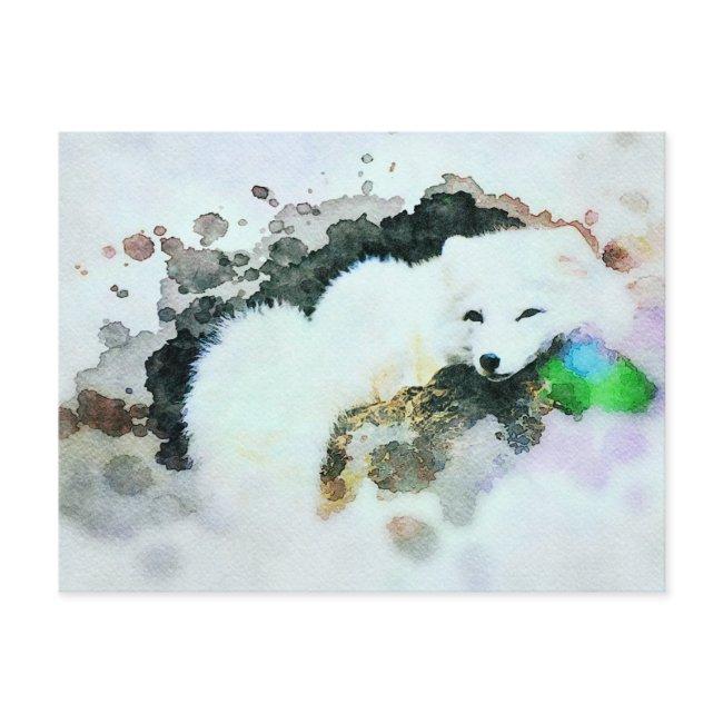 *~* Wildlife AP18 Snow White Arctic Polar Fox Post Postcard