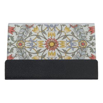 William Morris Floral Circle Flower Illustration Desk  Holder