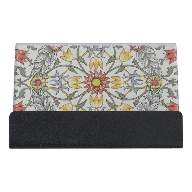 William Morris Floral Circle Flower Illustration Desk  Holder