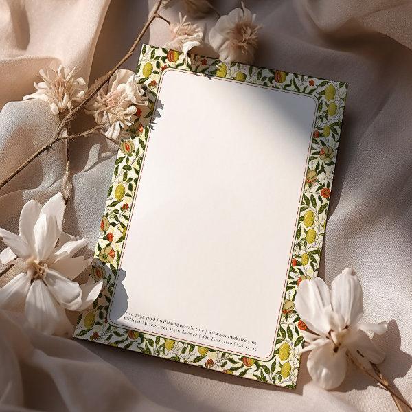 William Morris Lemon, Peach & Pomegranate Pattern Letterhead