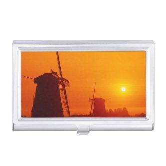 Windmills at sunset, Schermerhorn, Netherlands  Case