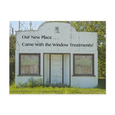 Window Treatments - Funny Change of Address Announcement Postcard