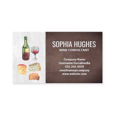 Wine and Cheese Watercolor | Slate and Brown