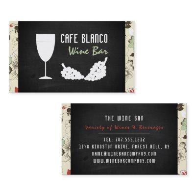 Wine And Grapes, Floral Chalkboard Wine Bar/Winery