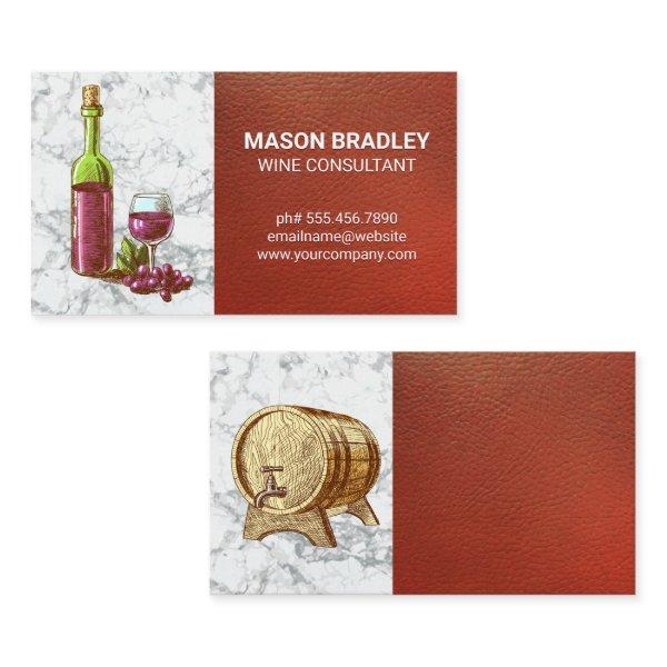 Wine Bottle and Glass | Wine Barrel | Leather