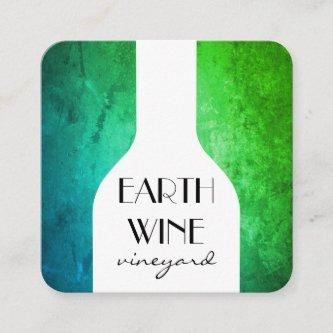 Wine Bottle Chic Green Rustic Background Square