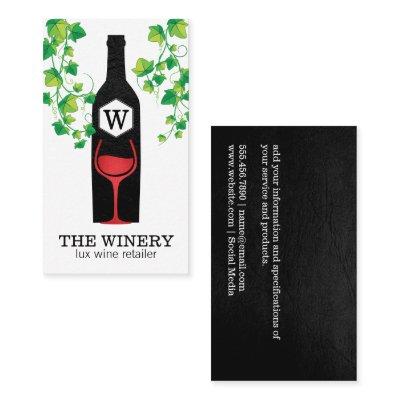 Wine Bottle & Glass | Lux | Grape Vines