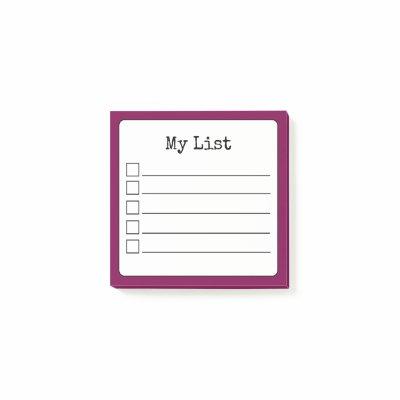 Wine Colored Retro Lined Checklist Post-it Notes