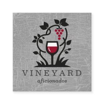 Wine Glass | Grapes Vines Square