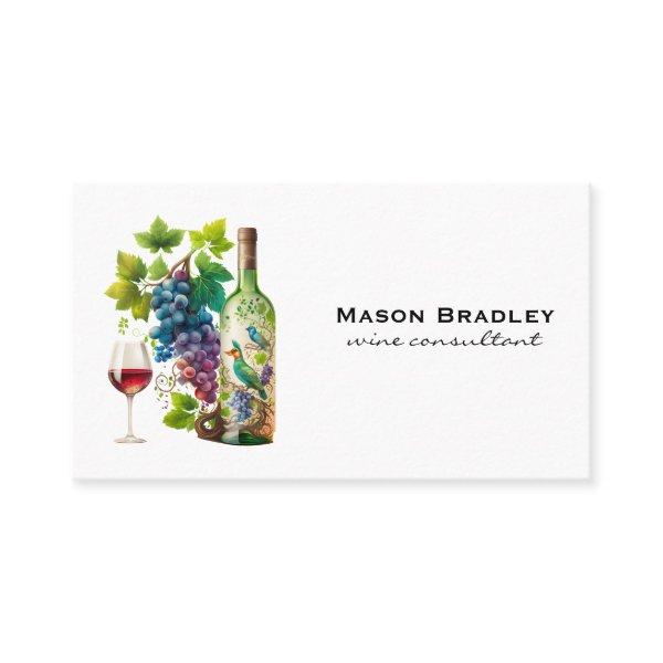 Wine Glass | Grapes | Wine Bottle | Watercolor Art