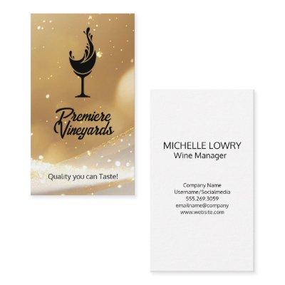 Wine Glass Splash Logo | Gold Bokeh Background