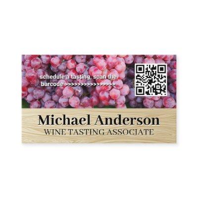 Wine Grapes | QR Barcode | Wood Grain