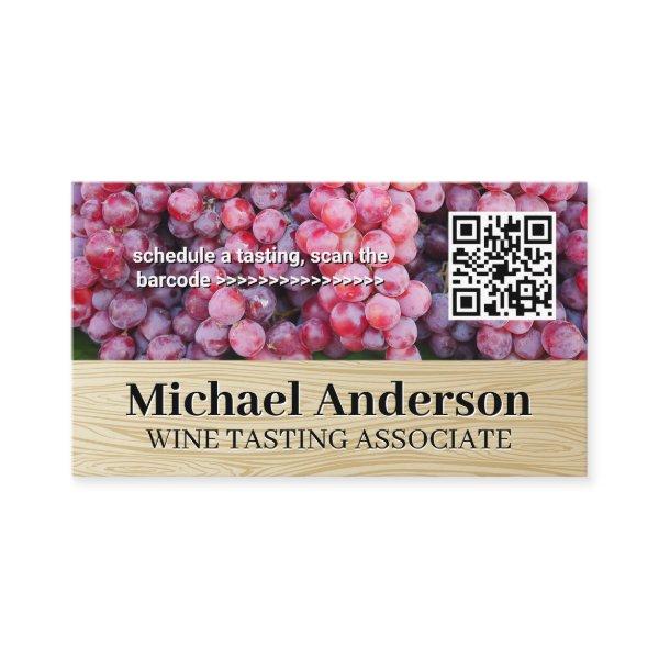 Wine Grapes | QR Barcode | Wood Grain