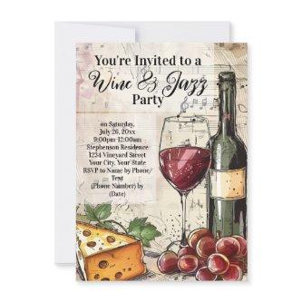 Wine & Jazz Social Event Tasting Party Invitations