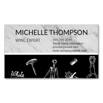 Wine Lover Marble Black Color Block  Magnet