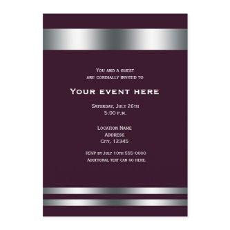 Wine Maroon & Silver Elegant Dinner Party Event Invitation