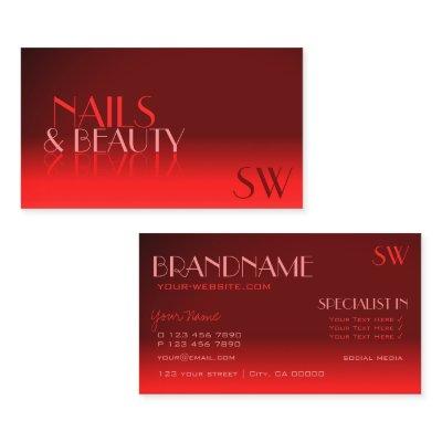 Wine Red Gradient Mirror Font Classic Monogram