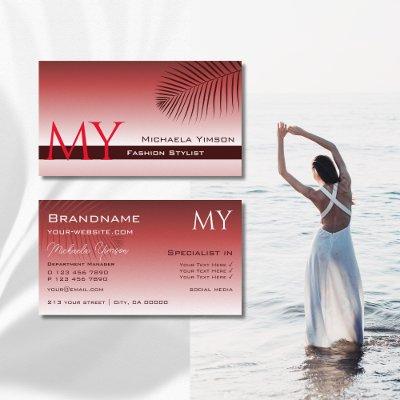 Wine Red Gradient Palm Leaf Stylish with Monogram